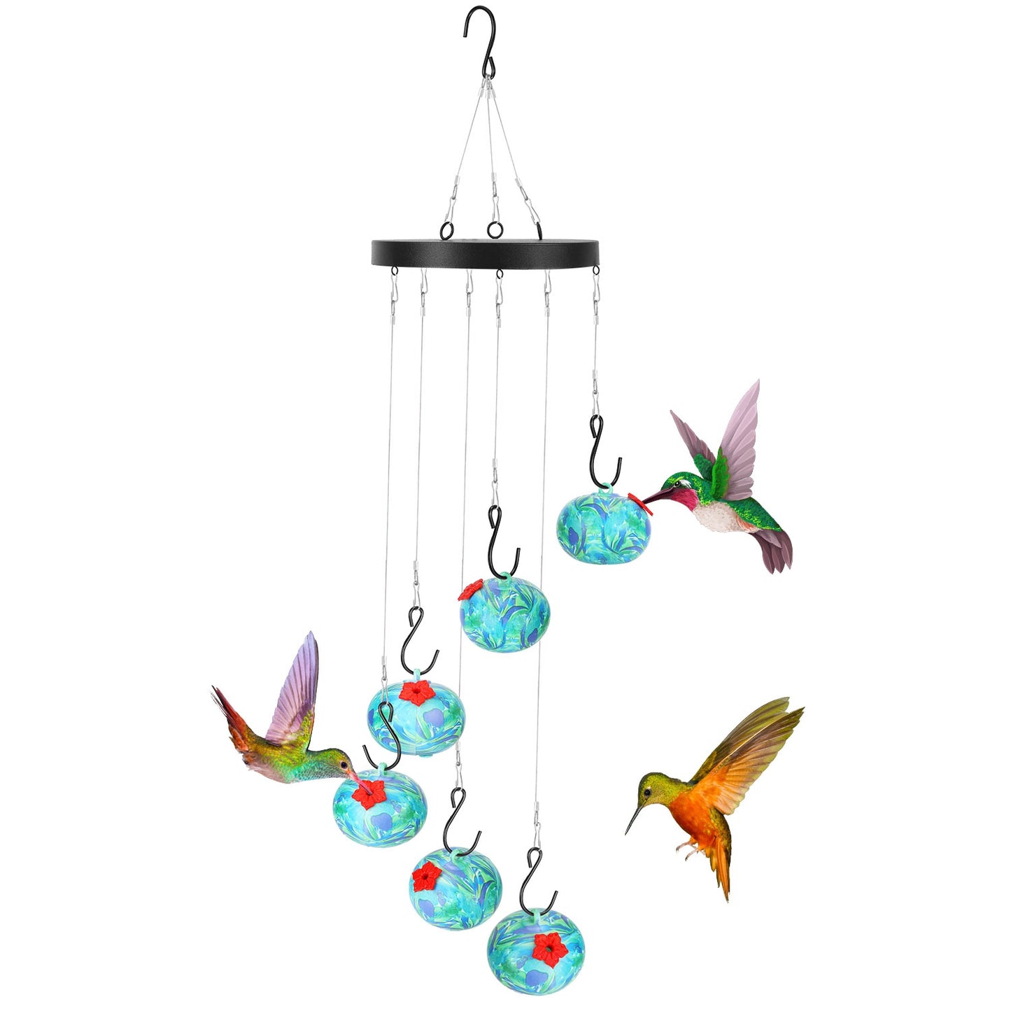 Afficher les détails pour 1Pc Wind Chimes Humming Bird Feeder Ant And Bee Proof Outdoor Hanging Hummingbird Feeder For Viewing Decoration For Garden Patio Yard Balcony 1Pc Wind Chimes Humming Bird Feeder Ant And Bee Proof Outdoor Hanging Hummingbird Feede