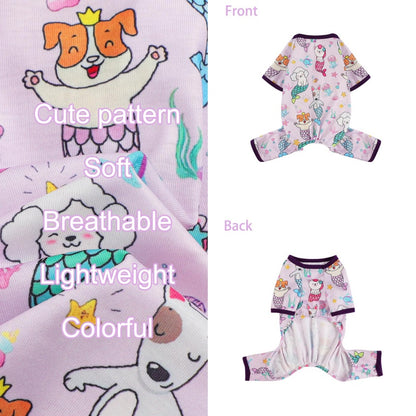 Dog Pajamas Pjs Spring Summer Dog Clothes For Small Dogs Girl Boy, Soft Stretchy Tiny Chihuahua Yorkie Puppy Clothes Doggie Onesies Cat Pet Jammies Outfit, Mermaids