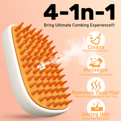 4 In 1 Cat Steam Brush, Anti Static Shedding Spray Comb, Hair Removal, Mist Indoor Steamy Grooming Brush For Dog, Water Spritz Defur Cepillo, Spa Steamer Cloud Para Gatos