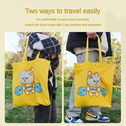 Pet Canvas Shoulder Bag, Cute Animal ShapedCat Carrier Canvas Bags,Portable Pet CanvasTote Chest Bag That Can Expose Head,OutdoorTravel Pet Carrier For Cats Dogs Pet Supplies