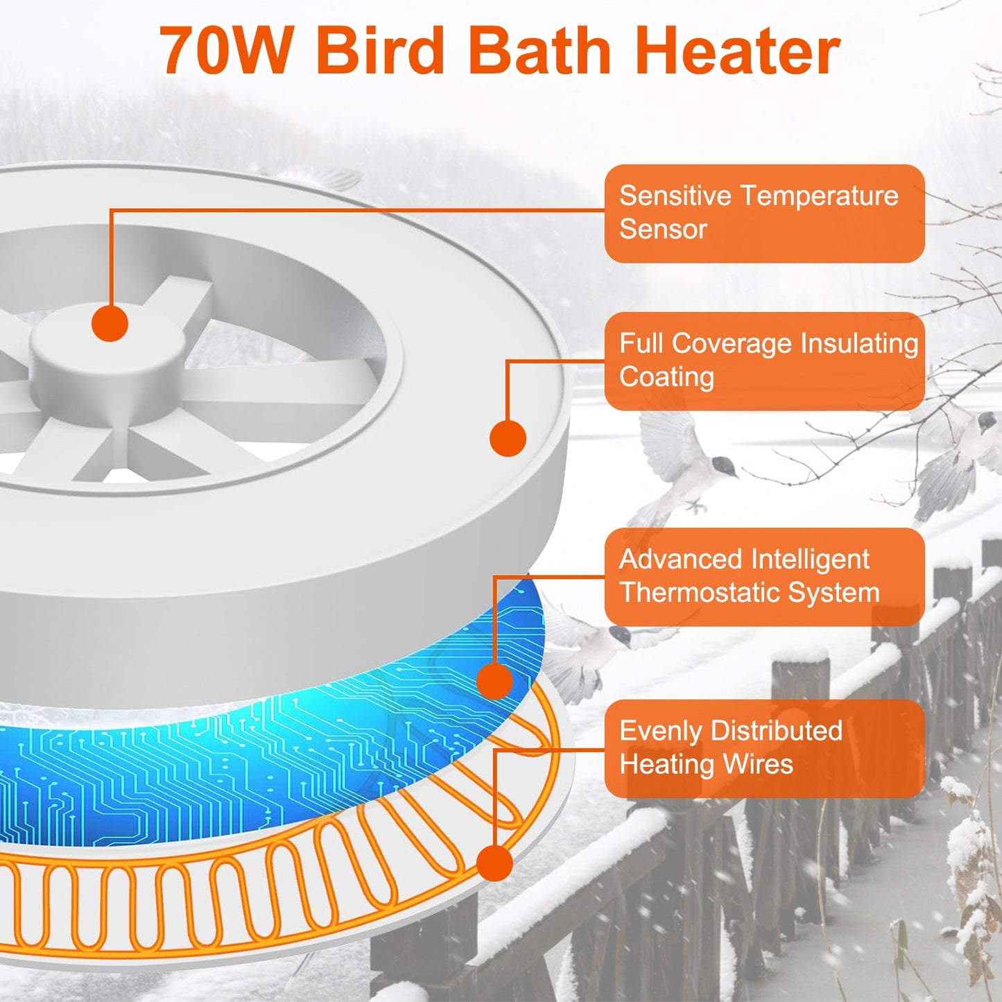 Bird bath heater