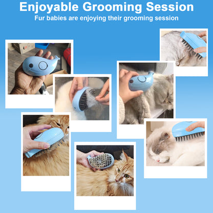Cat Steam Brush For Shedding - Steamy Cat Brush For Indoor Cats, Cat Hair Steam Brush For Massage, Spritz Defur Comb For Cats, Pet Steamer For Dogs