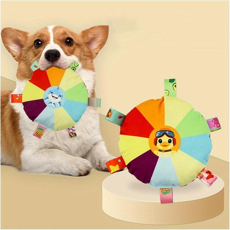 Afficher les détails pour Plush Pet Dog Flying Discs Chew Toys, InteractiveTug Of War Dog Toys With Bells Inside,TurntablePattern Washable Bite-Resistant Pet Toys ForDogs Plush Pet Dog Flying Discs Chew Toys, InteractiveTug Of War Dog Toys With Bells Insi