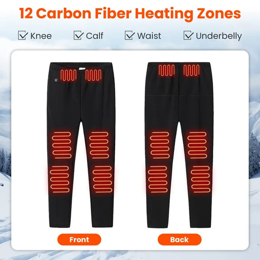 Winter Heated Pants For Men Women With 12 Heating Zones 5V USB Powered Heating Trouser With 3 Heating Levels Machine Washable For Outdoor Winter Activities Unisex