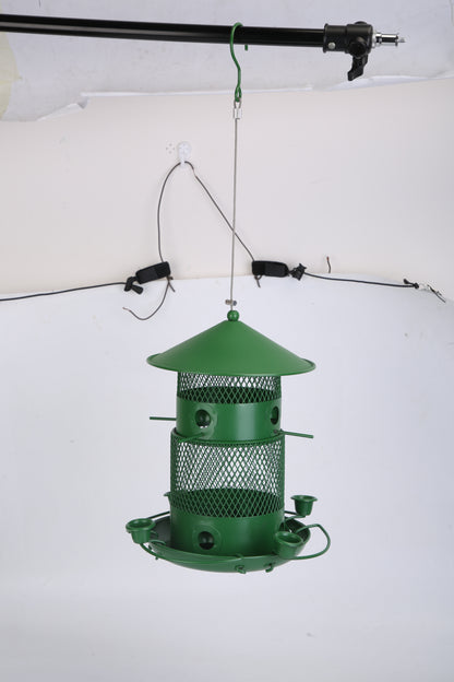 1Pc Wild Bird Feeder Squirrel-Proof Chew-Proof Metal Bird Seed Feeder Outdoor Hanging Bird Feeder With 360 Degree Circular Perches Water Cups For Yard Garden Patio
