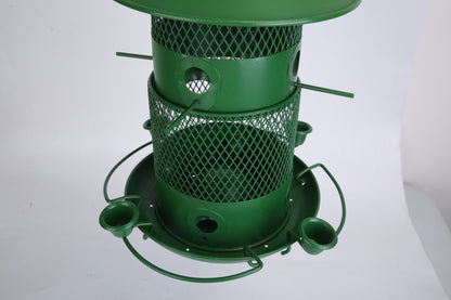 1Pc Wild Bird Feeder Squirrel-Proof Chew-Proof Metal Bird Seed Feeder Outdoor Hanging Bird Feeder With 360 Degree Circular Perches Water Cups For Yard Garden Patio