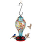 1Pc Glass Hummingbird Feeder 33OZ Hand Blown Hummingbird Feeder With 5 Flower Feeding Port Perch Ant Moat Hanging Hook S Hook Hemp Rope Cleaning Brush For Garden Decor