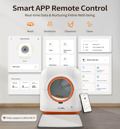 60L Automatic Cat Litter Box, Smart App Control, Deodorizing, Infrared Sensor, Suitable For Multiple Cats