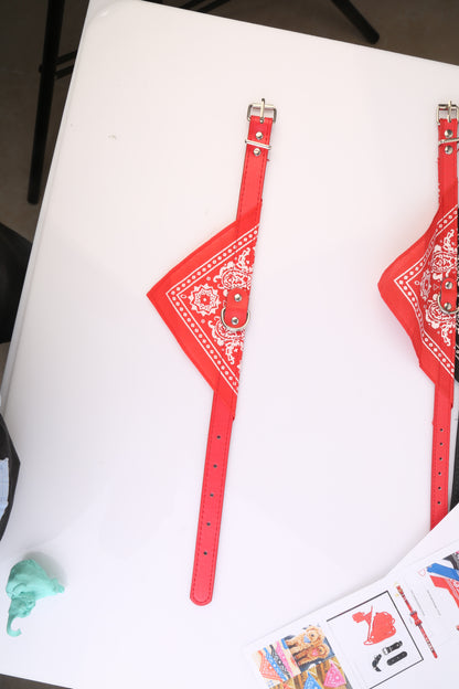1Pc Adjustable Bandana Leather Pet Collar Triangle Scarf