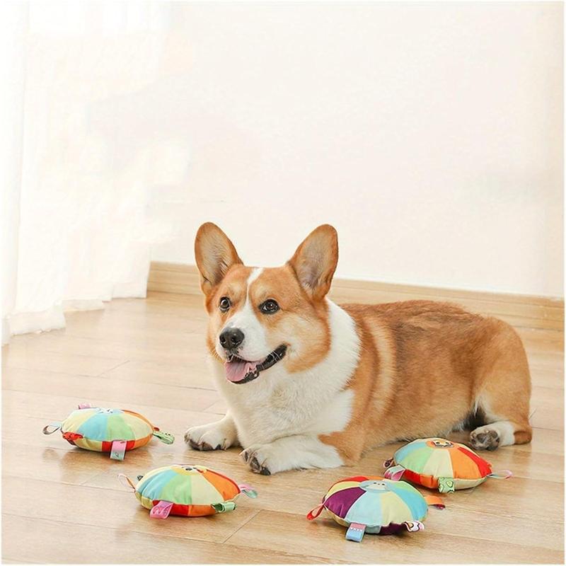 Afficher les détails pour Plush Pet Dog Flying Discs Chew Toys, InteractiveTug Of War Dog Toys With Bells Inside,TurntablePattern Washable Bite-Resistant Pet Toys ForDogs Plush Pet Dog Flying Discs Chew Toys, InteractiveTug Of War Dog Toys With Bells Insi