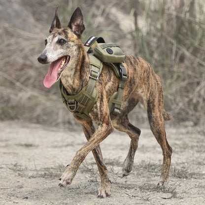 High-Perfomance Tactical Dog Harness With Backpack, No Pull Front Clip & Metal Buckles
