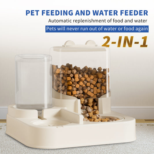 Transparent And Visible Pet Feeding And Drinking Dispenser, Automatically Refilling Food And Water, Caring For Every Moment, Allowing Owners To Travel Easily And Pets To Enjoy Worry Free Eating