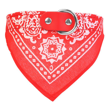 1Pc Adjustable Bandana Leather Pet Collar Triangle Scarf